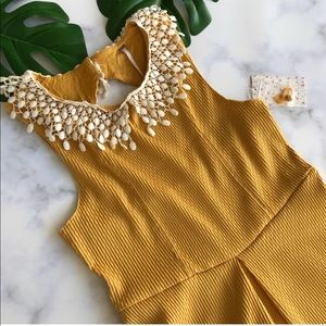 Free People Buttercream Waffle Lace Collar Dress